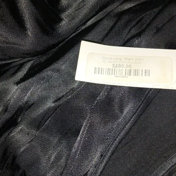 Trashy Diva Black Satin Bianca Dress RARE 1940s VINTAGE DESIGNER NWT 12 GLAM - Picture 6 of 10